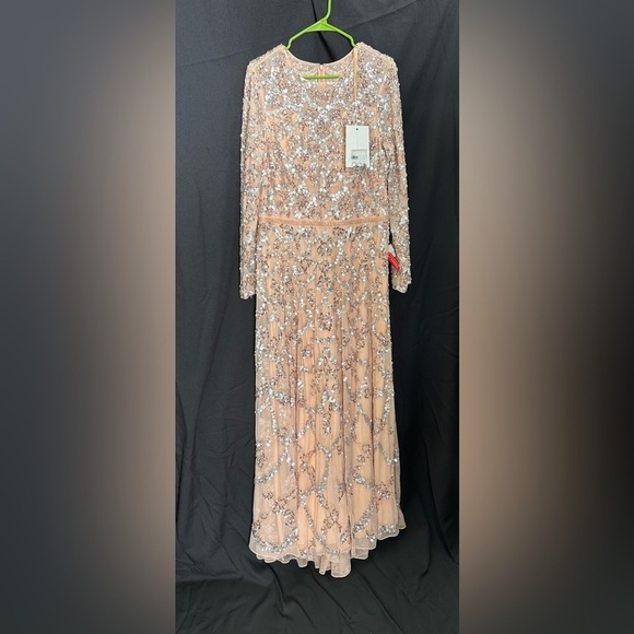 Mac Duggal  5496 NWT EMBELLISHED ILLUSION HIGH NECK LONG SLEEVE A LINE GOWN - Picture 4 of 6